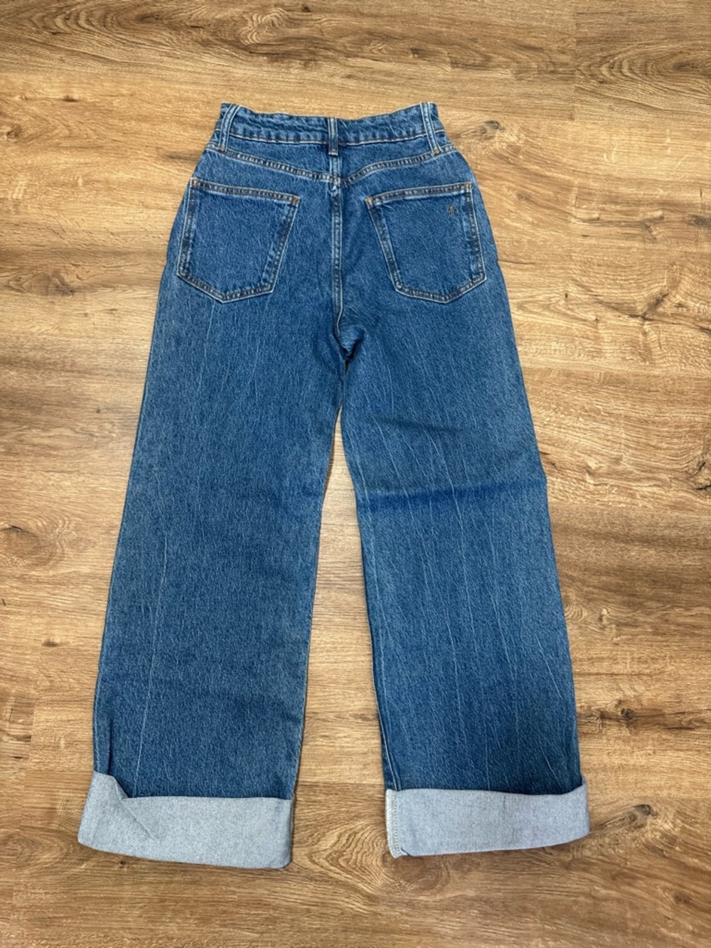 Pilcro The‎ Austyn High-Rise Cuffed Wide-Leg Jeans Medium Blue Size 26 Petite - Picture 6 of 7